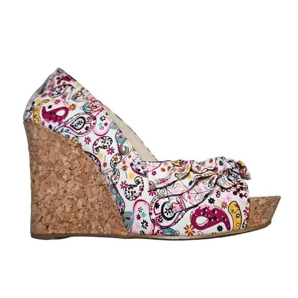Steve Madden Women's Multicolor Paisley Camio Cork Wedge Platform Shoes 6M - Picture 2 of 14